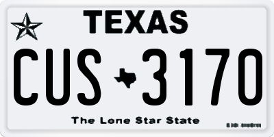 TX license plate CUS3170
