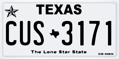 TX license plate CUS3171