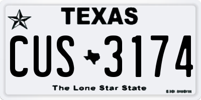 TX license plate CUS3174