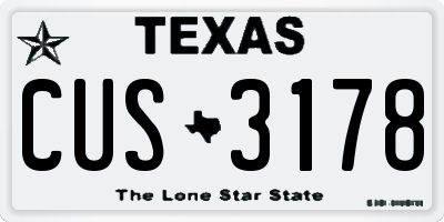 TX license plate CUS3178