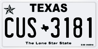 TX license plate CUS3181