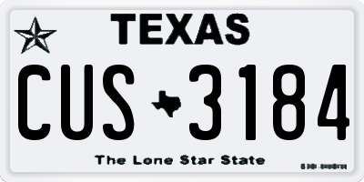 TX license plate CUS3184