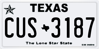TX license plate CUS3187