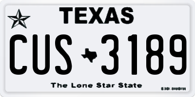 TX license plate CUS3189