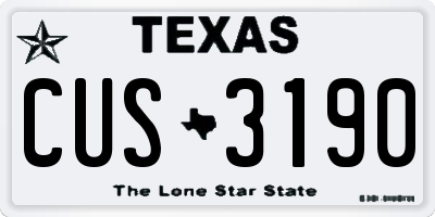 TX license plate CUS3190