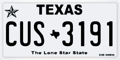 TX license plate CUS3191