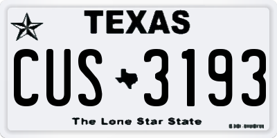 TX license plate CUS3193
