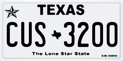 TX license plate CUS3200