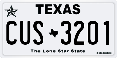 TX license plate CUS3201