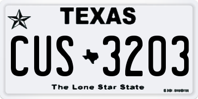 TX license plate CUS3203