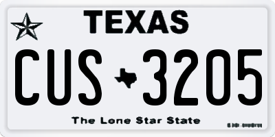 TX license plate CUS3205