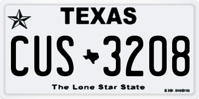 TX license plate CUS3208