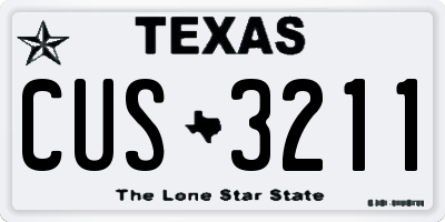 TX license plate CUS3211