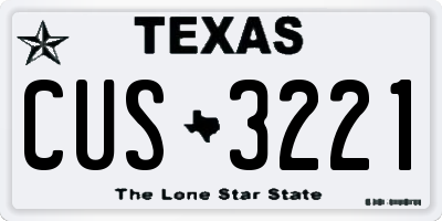 TX license plate CUS3221