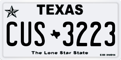 TX license plate CUS3223