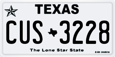 TX license plate CUS3228