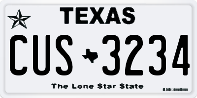 TX license plate CUS3234