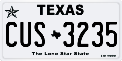 TX license plate CUS3235