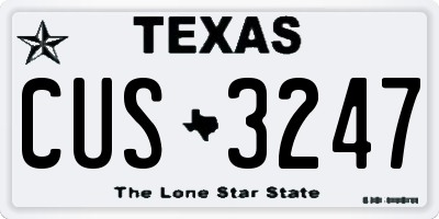 TX license plate CUS3247