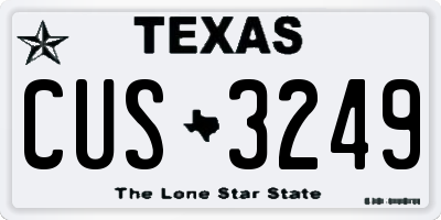 TX license plate CUS3249
