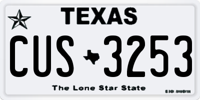 TX license plate CUS3253