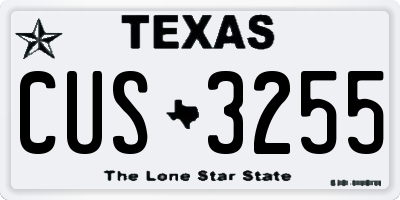 TX license plate CUS3255