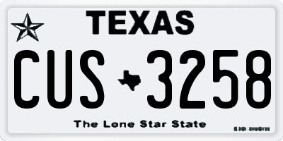 TX license plate CUS3258