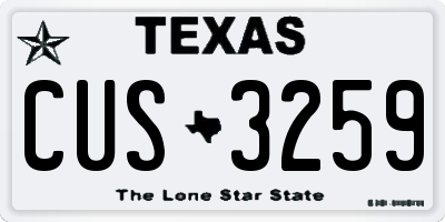 TX license plate CUS3259