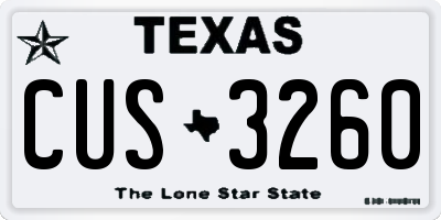 TX license plate CUS3260