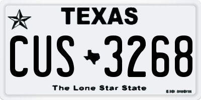 TX license plate CUS3268