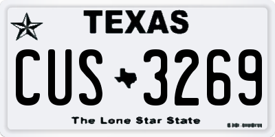 TX license plate CUS3269