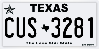 TX license plate CUS3281