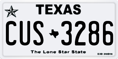 TX license plate CUS3286