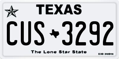 TX license plate CUS3292
