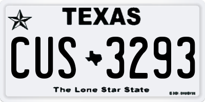 TX license plate CUS3293