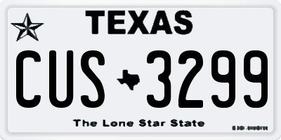 TX license plate CUS3299
