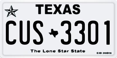 TX license plate CUS3301