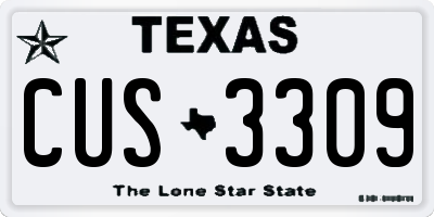 TX license plate CUS3309