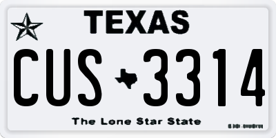 TX license plate CUS3314