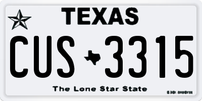 TX license plate CUS3315