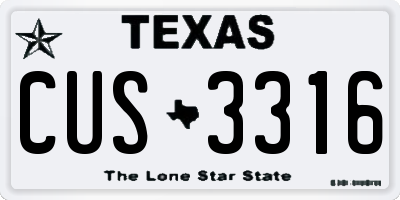 TX license plate CUS3316