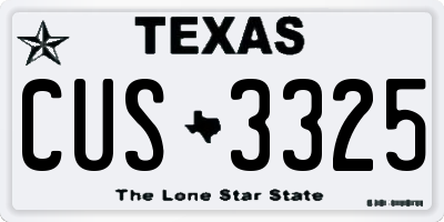 TX license plate CUS3325