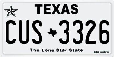 TX license plate CUS3326