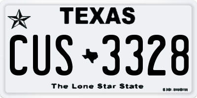 TX license plate CUS3328