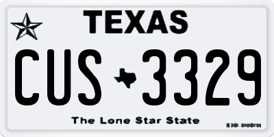 TX license plate CUS3329