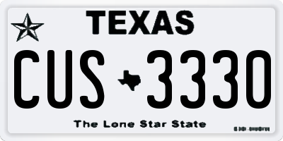 TX license plate CUS3330