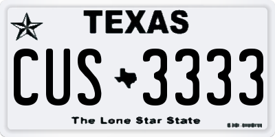 TX license plate CUS3333