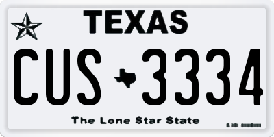 TX license plate CUS3334