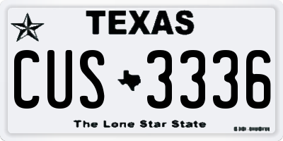 TX license plate CUS3336
