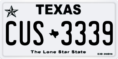 TX license plate CUS3339